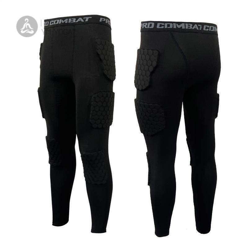 运动防护长裤训练打底骑行服滑雪足球裤防撞裤男守门员橄榄球长裤