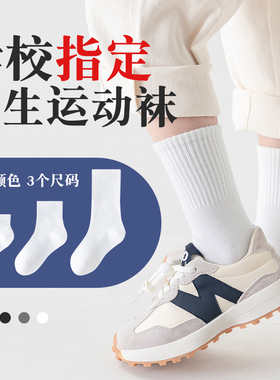 儿童袜子秋冬季白色男女童学生运动中筒袜男孩宝宝长筒春秋款短袜