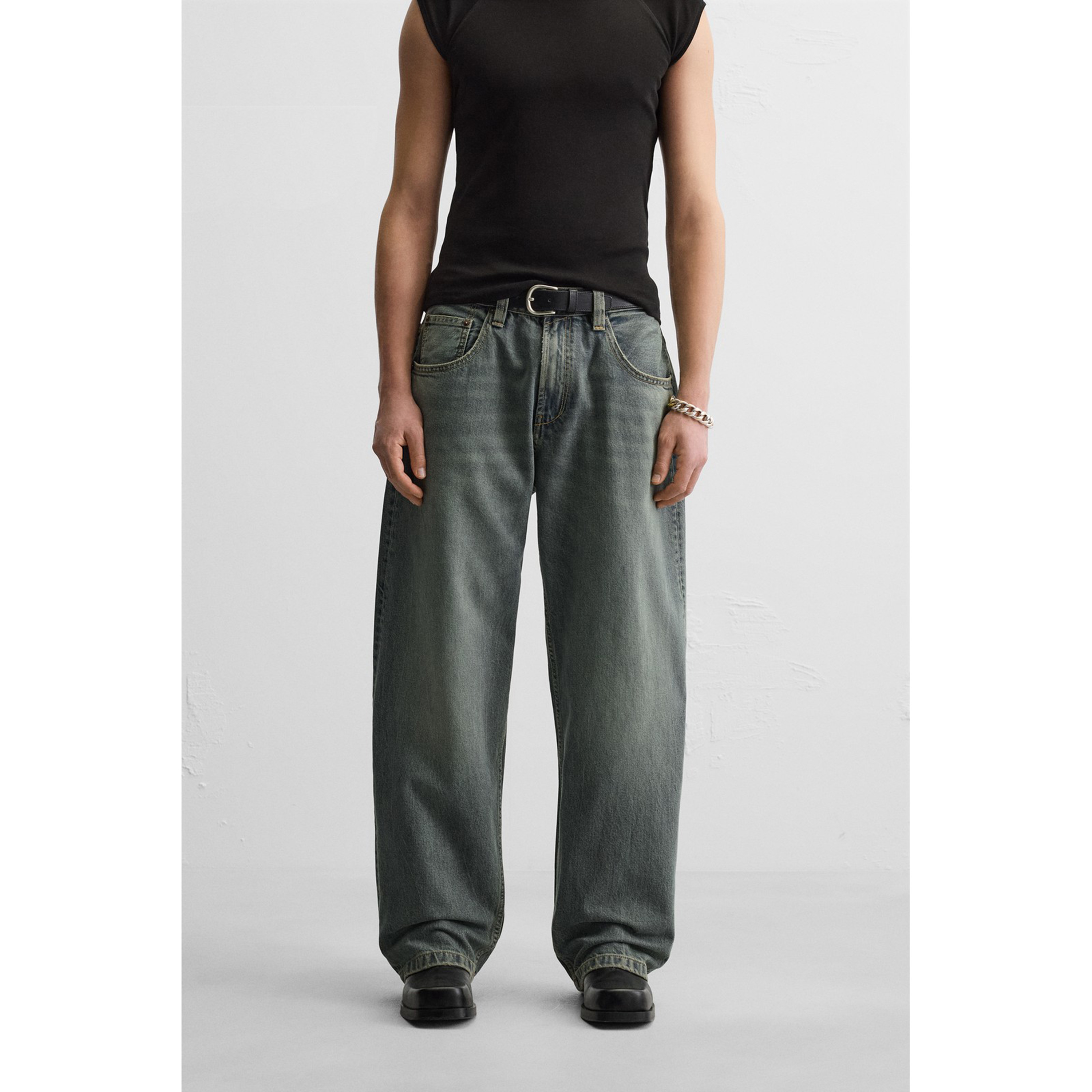 柜329！25夏季新品男装 多色选宽松水洗美式休闲牛仔长裤 4048400