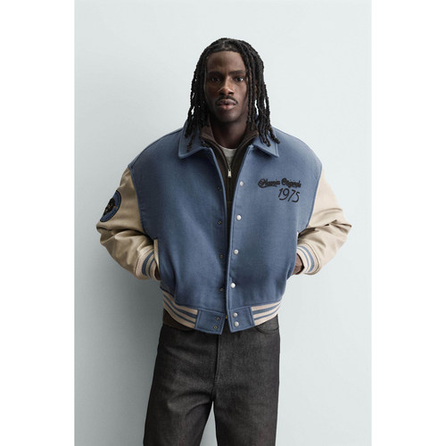 柜559！ZA 折扣季 男装 拼接补丁棉服飞行员夹克外套 4575420 819