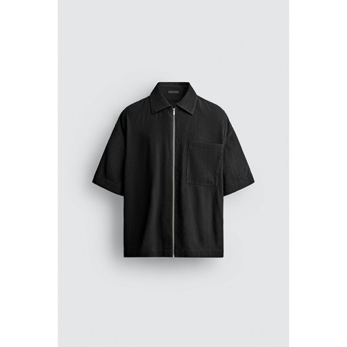 柜329！ZA 夏季新品 男装 纹理宽松轻盈翻领短袖衬衫 7380102 800
