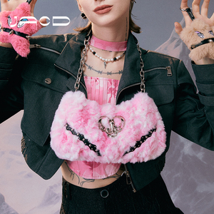 JACD可爱毛绒包包女2023新款秋冬腋下包斜挎包小众毛毛包圣诞礼物