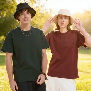 短袖 基础款 T恤夏季 男女同款 纯色上衣100%纯棉 宽松半袖 纯棉情侣款
