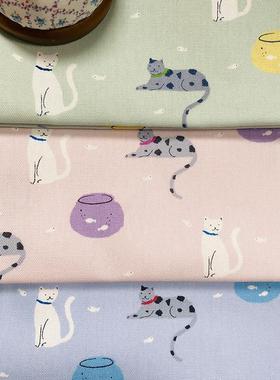 40马卡龙色100CC153148和YUWA鱼有轮小猫支牛津布全棉印花