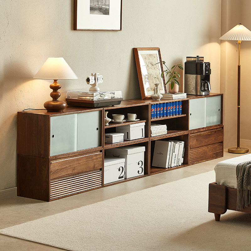 黑胡桃木模块柜北欧飘窗柜