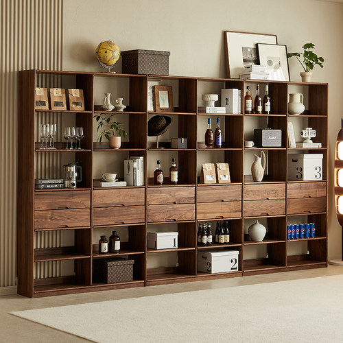 黑胡桃木书架可定制尺寸