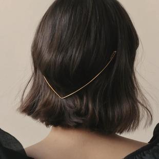 跨境新款V型发箍后戴式优雅气质新娘高级感头饰金属复古简约发饰