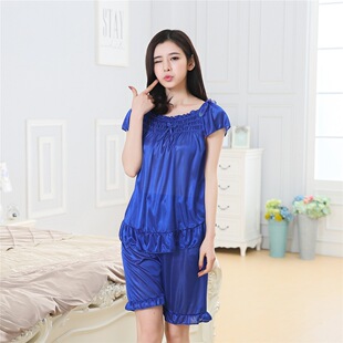 孕妇夏季短袖短裤冰丝绸加大码清凉宽松2件套装夏天雪纺家居服4XL