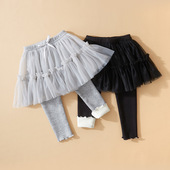 裙春夏装 白色春夏款 款 2026女童裤 儿童假两件连裤 裙裤 打底裤 外穿小