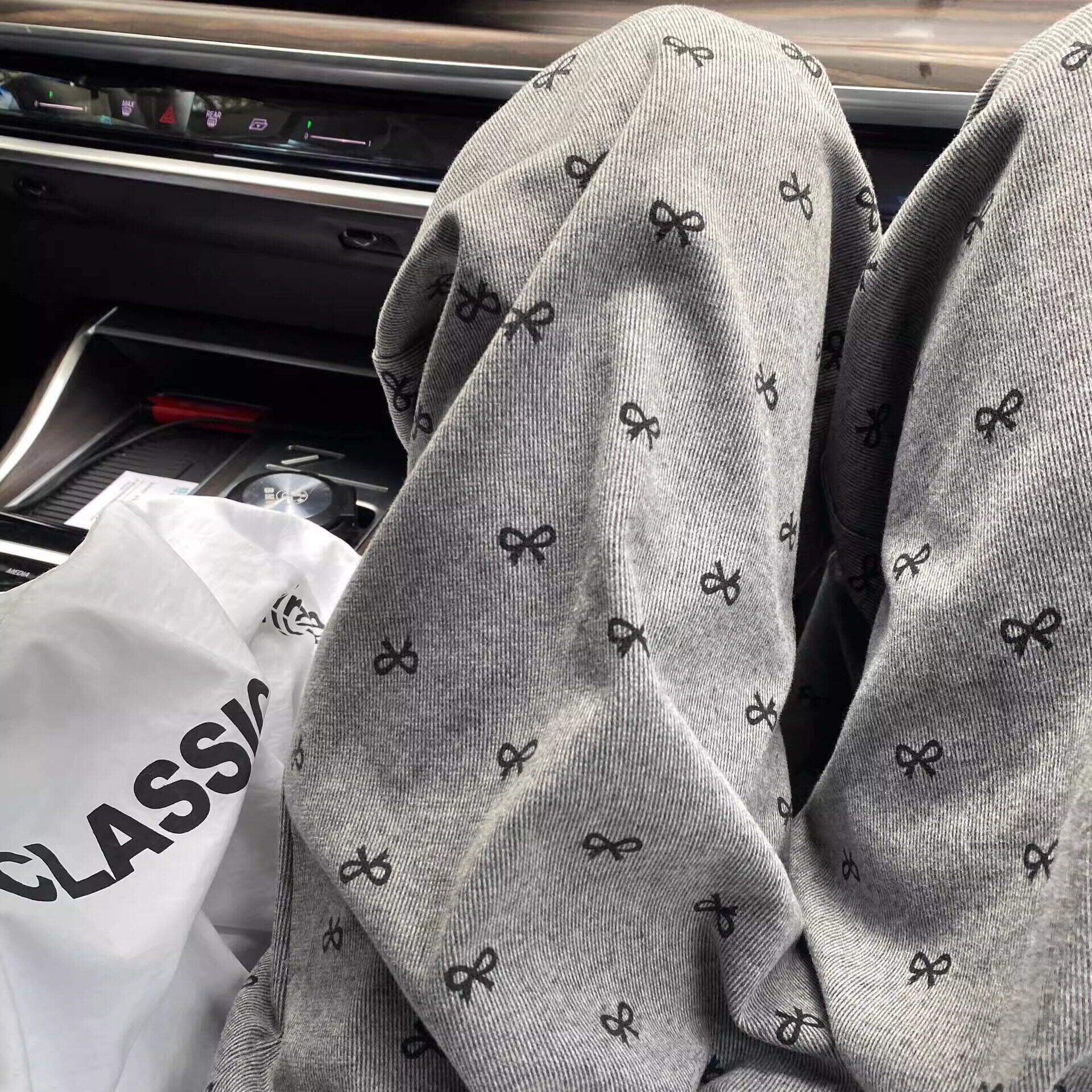 蝴蝶结灰色遛弯裤宽松慵懒风裤子女款夏糯米裤垂坠感薄款休闲裤