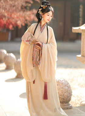 战国袍秋冬小个子秦汉红色邯郸复原日常大码蓝色女放量直裾汉服