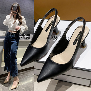 women sandals shoes high 新 single heels cut Pointed shallow