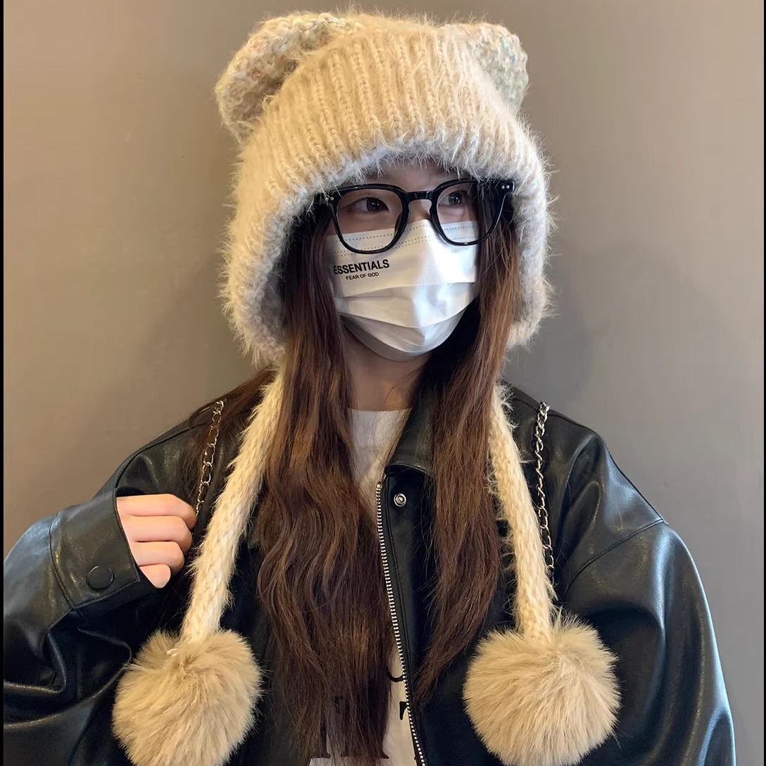 新款秋冬季日系可爱软萌耳朵毛绒