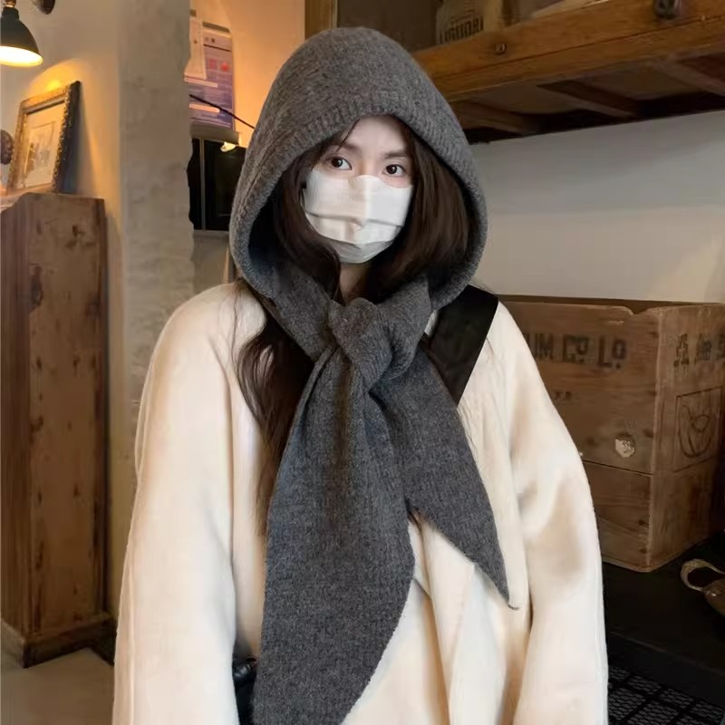 韩系ins帽子围巾一体保暖针织帽女冬季护耳巴拉克拉法帽毛线帽男