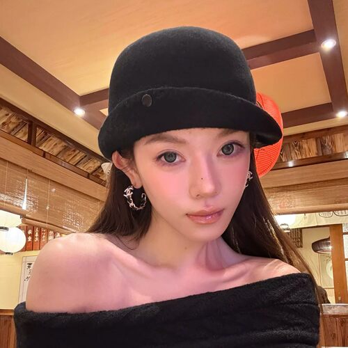 张婧仪同款羊毛保暖显脸小渔夫帽