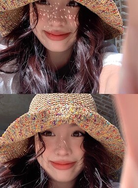草编渔夫帽女2025夏季海边