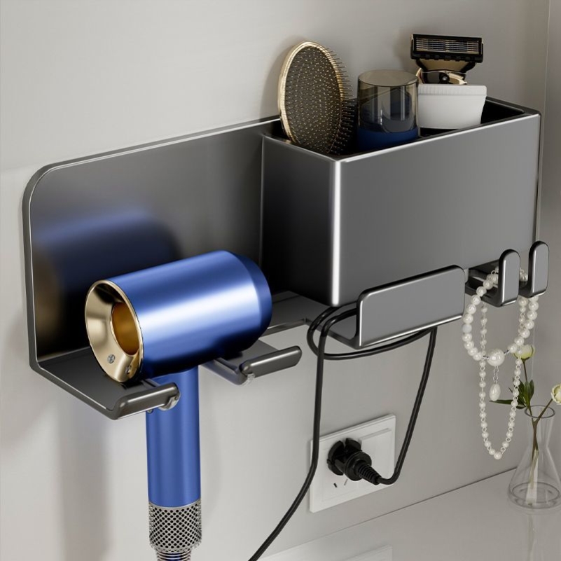 吹风机置物架免打孔吹风挂架风筒墙上收纳浴室壁挂支架卫生间一体
