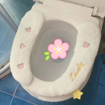 可爱卡通水果加厚马桶冬季粘贴家用坐垫保暖毛绒坐便器垫圈通用