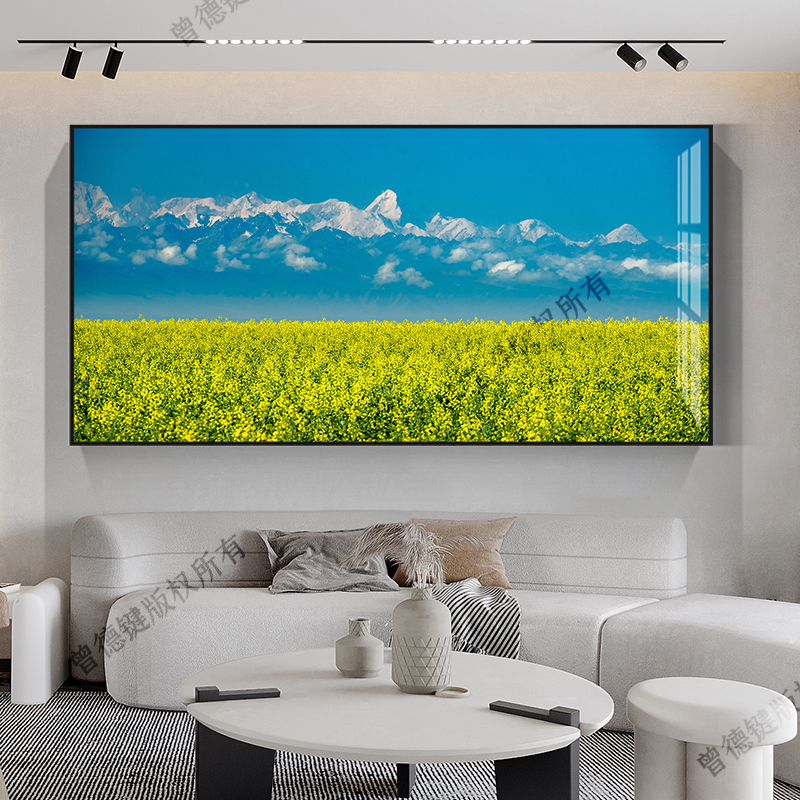 新疆昭苏油菜花高清实拍客厅挂画沙发背景墙装饰画餐厅单幅壁画