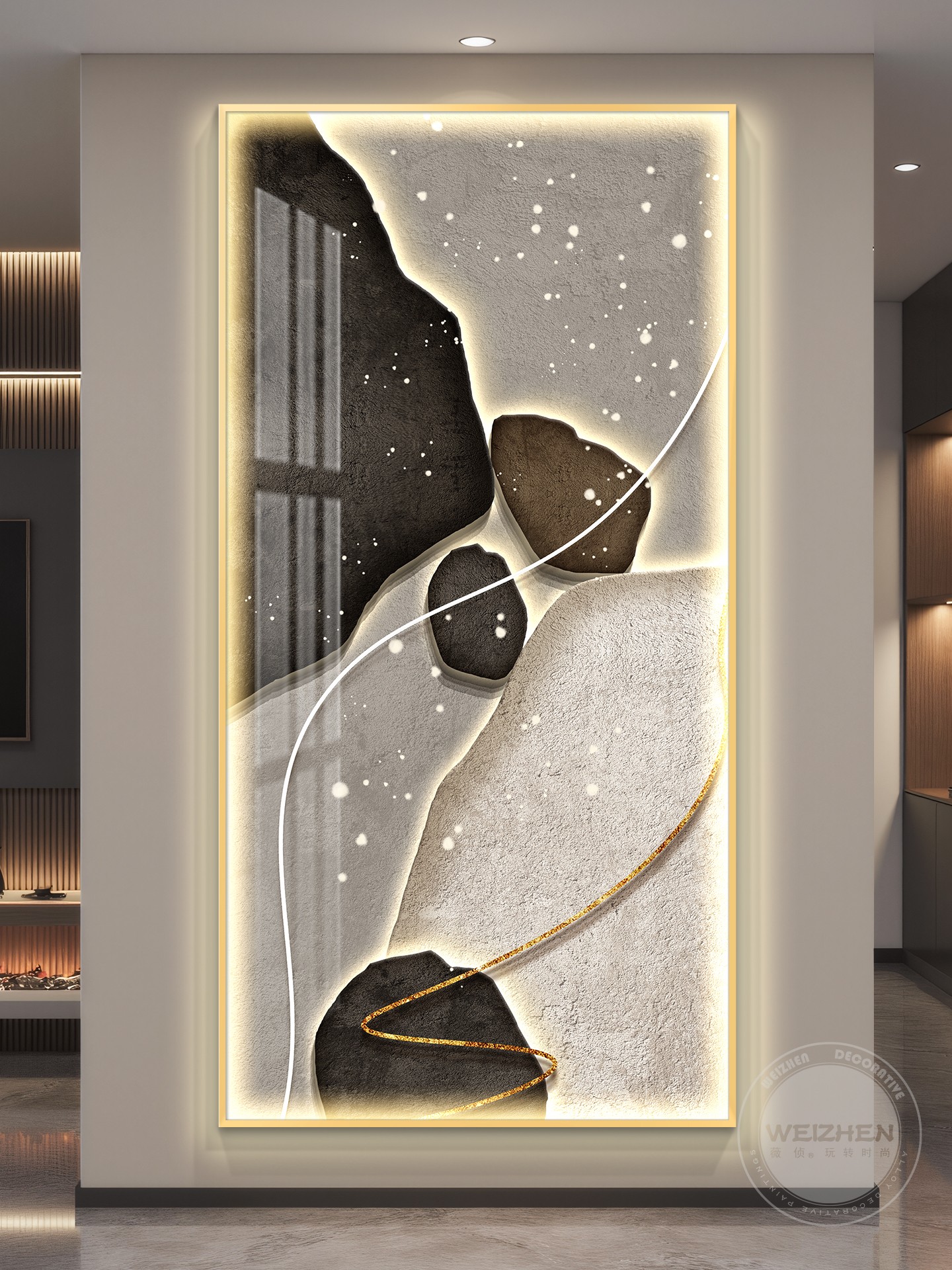 抽象轻奢led带灯入户玄关装饰画走廊过道挂画壁画简约现代高级感
