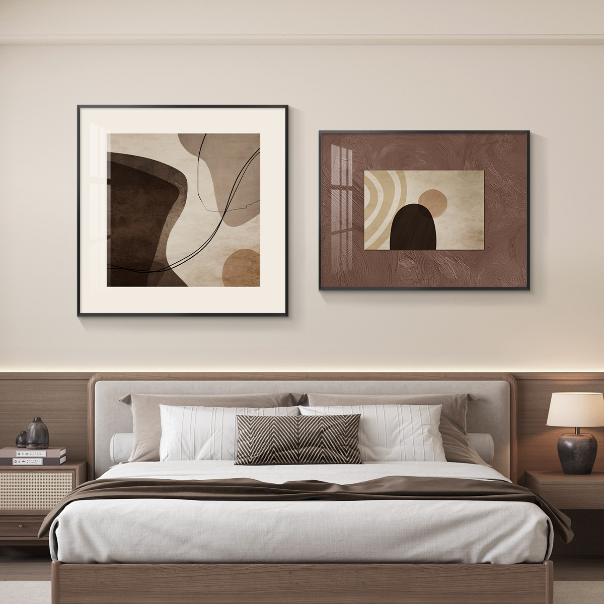 轻奢卧室床头装饰画主卧房间背景墙挂画壁画简约现代高级感抽象