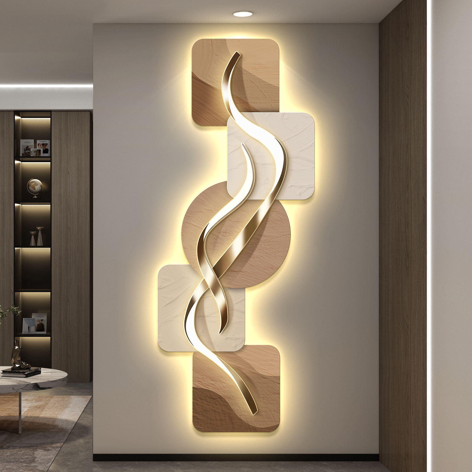 led带灯轻奢入户玄关装饰画走廊过道高级感大气挂画壁画简约现代