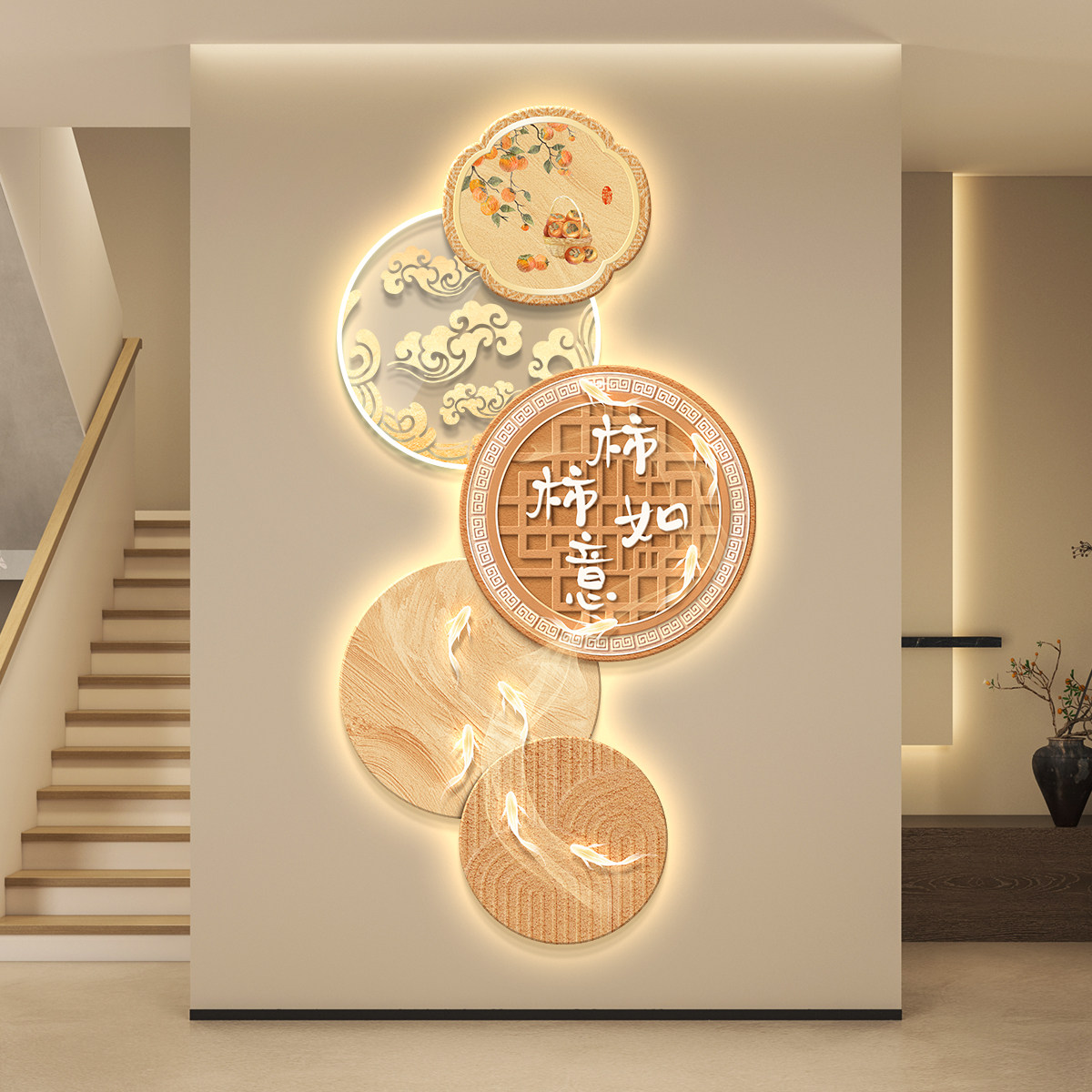 轻奢led带灯入户玄关装饰画 画走廊过道挂画 画壁画 画简约现代高