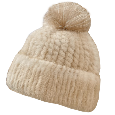 水貂狐狸毛球保暖皮毛帽子