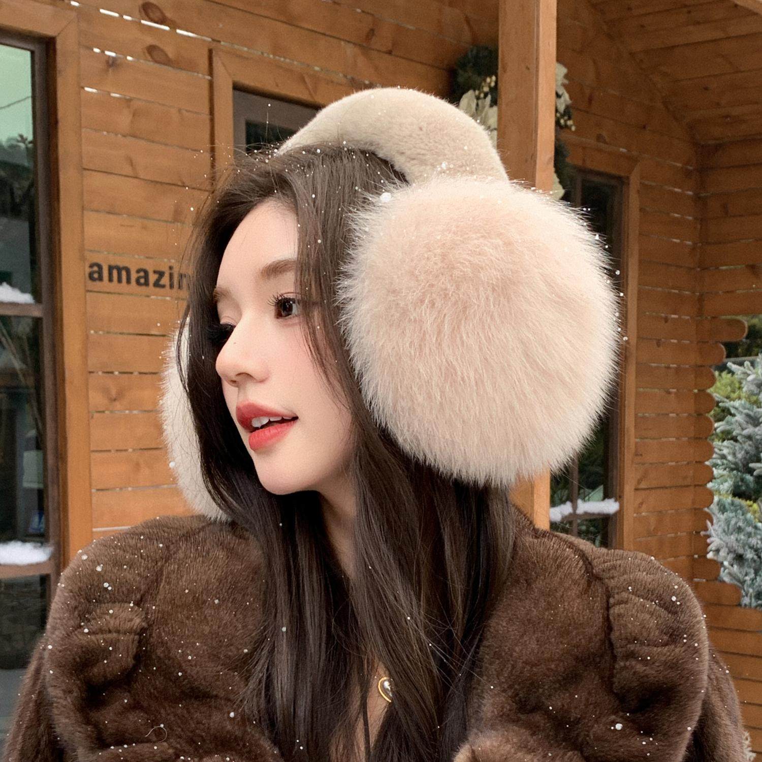 黎宿保暖耳罩冬季女可爱狐狸毛大号耳捂护耳毛绒耳套防风獭兔耳暖
