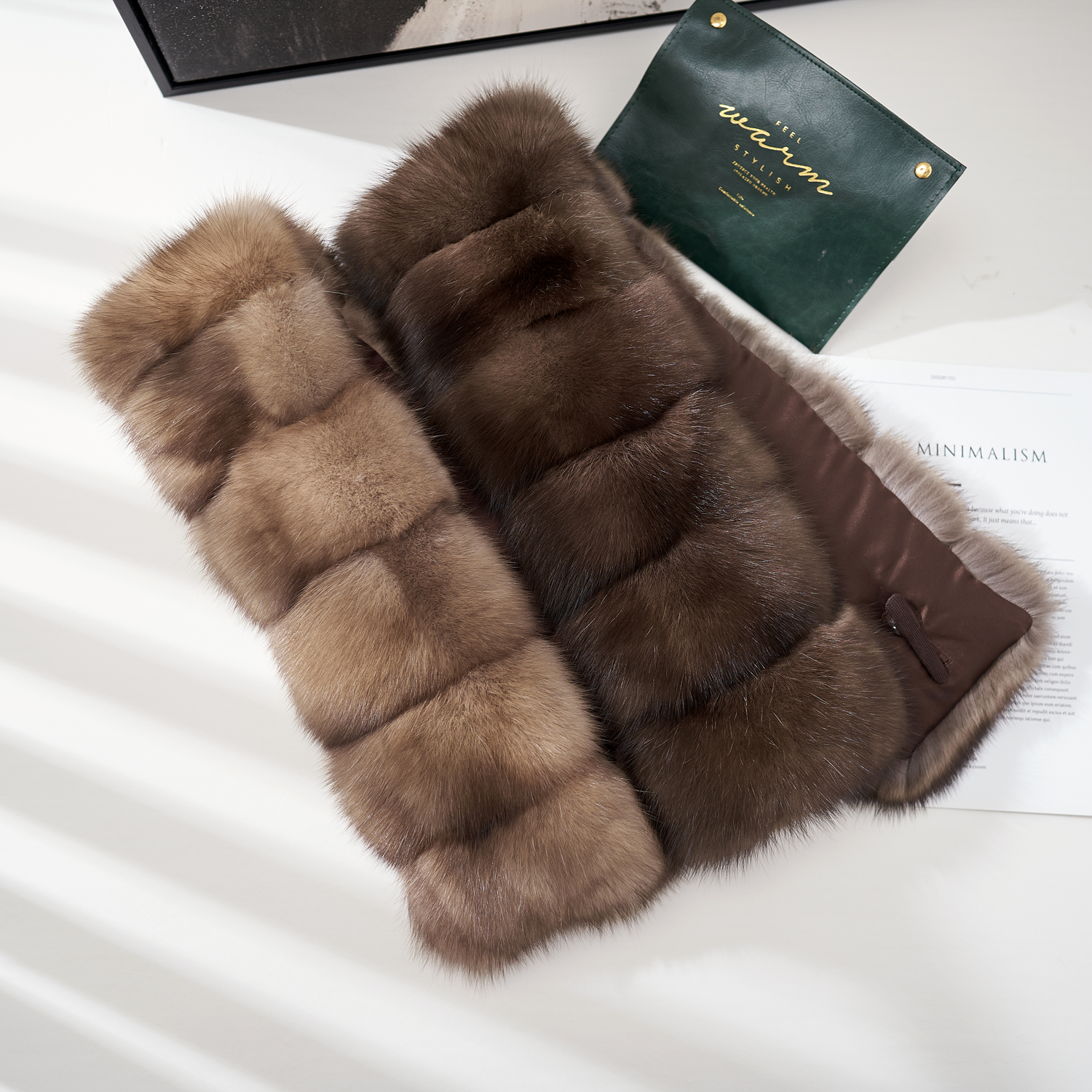 locsoon黎宿整皮紫貂优雅围巾