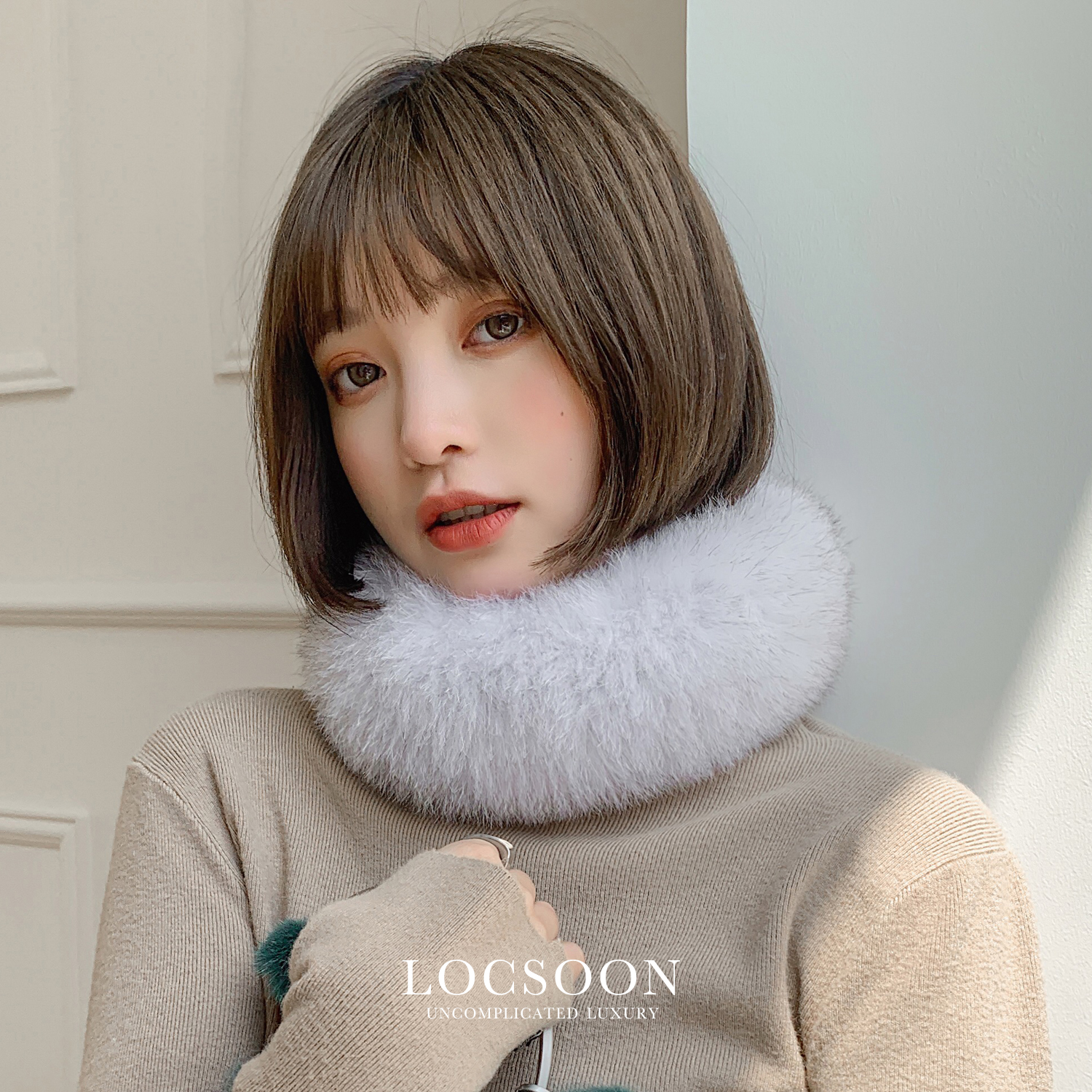 小巧双面狐狸毛皮草保暖围脖