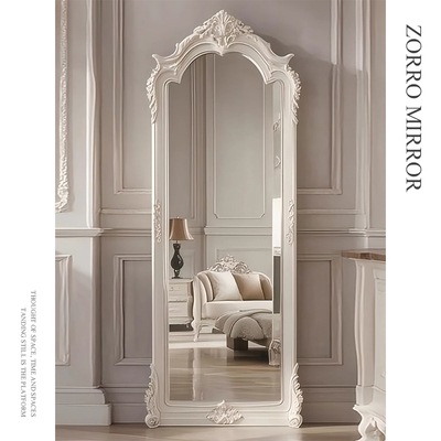 法式复古全身镜欧式白色雕花穿衣落地镜服装店试衣镜壁炉装饰镜子