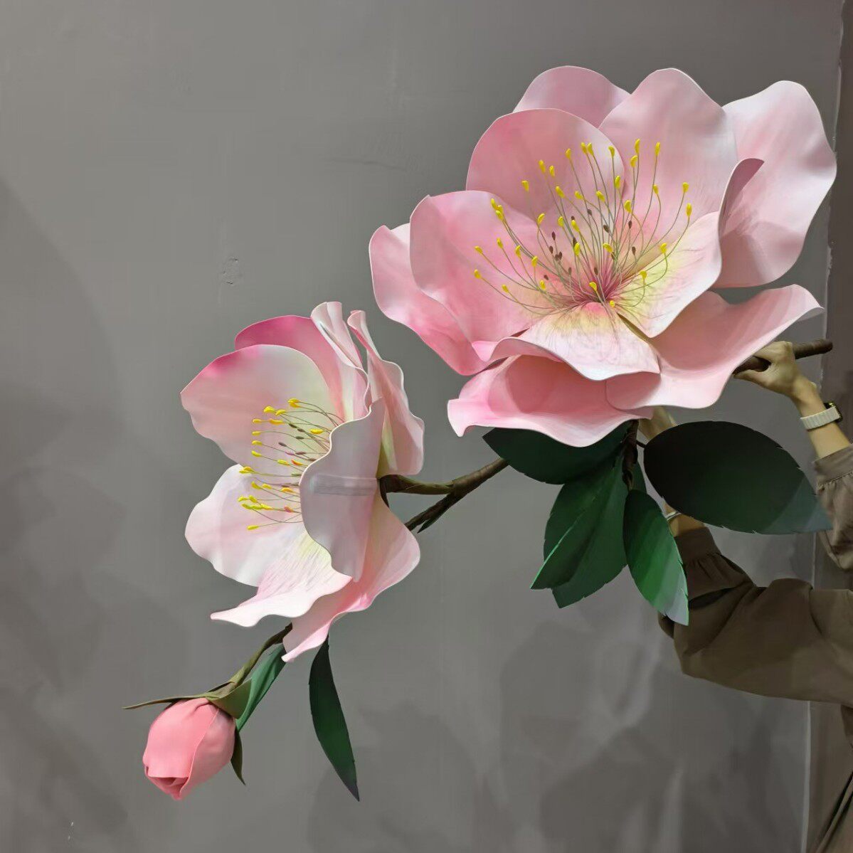 假花户外大型EVA假桃花橱窗装饰美陈布置DP仿真樱梨梅花瓣朵灯光
