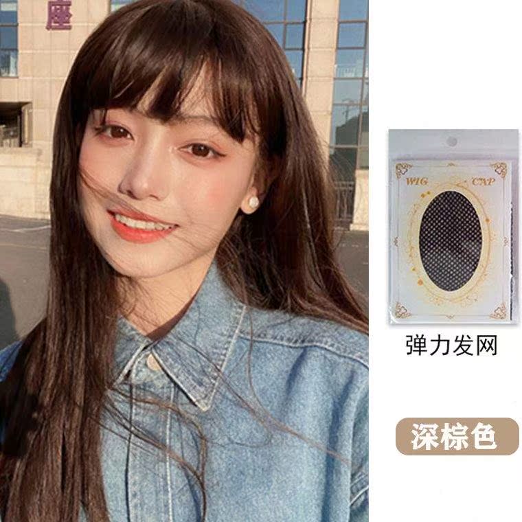 lolita假发女长发自然全头套圆脸齐刘海白金色中长发减龄发型发套