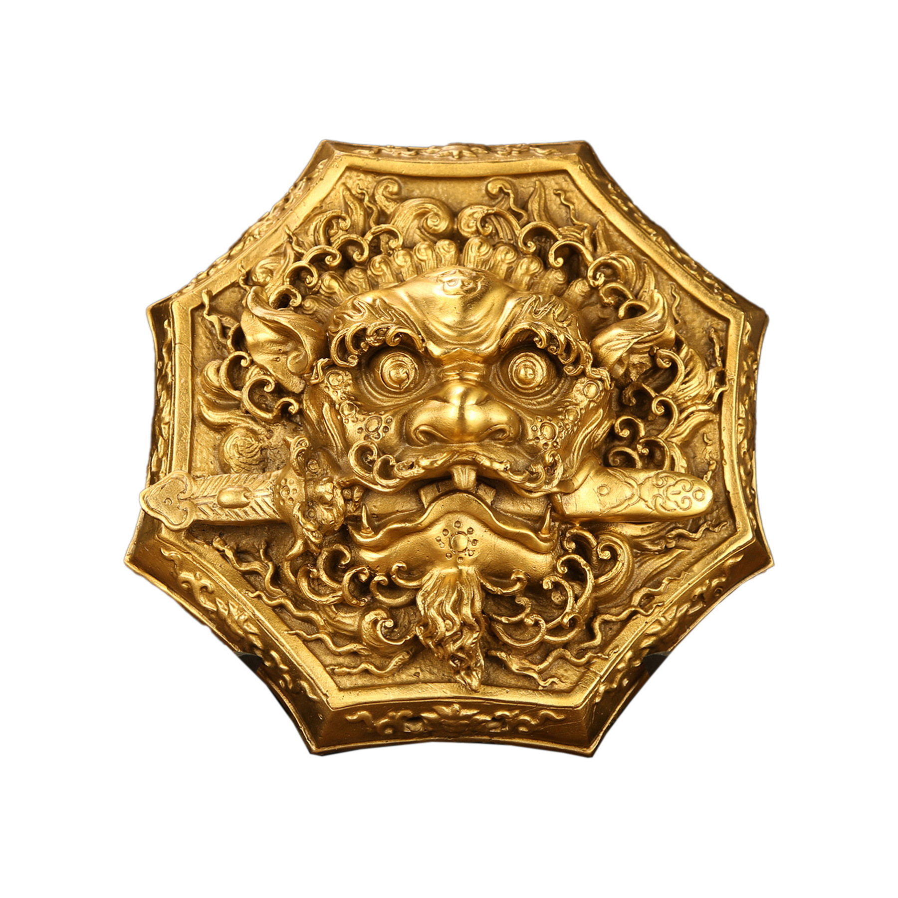 狮咬剑纯铜牌大门窗口狮子虎头牌挂件