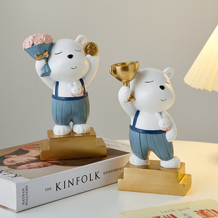 可爱暴力熊摆件卧室儿童房装饰品学生孩子员工奖励品奖杯花束摆设