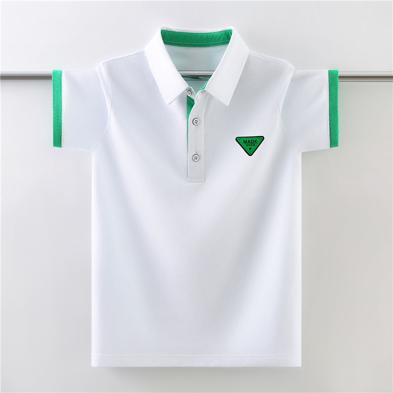 男童短袖T恤polo衫夏季新款中大童儿童翻领上衣校服白色童装