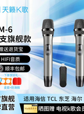天籁K歌MM-6家用话筒适用海信TCL雷鸟连接电视唱歌无线麦克风