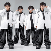 男童架子鼓演出服少儿表演服装 儿童街舞潮服hiphop嘻哈衬衫 套装 秋
