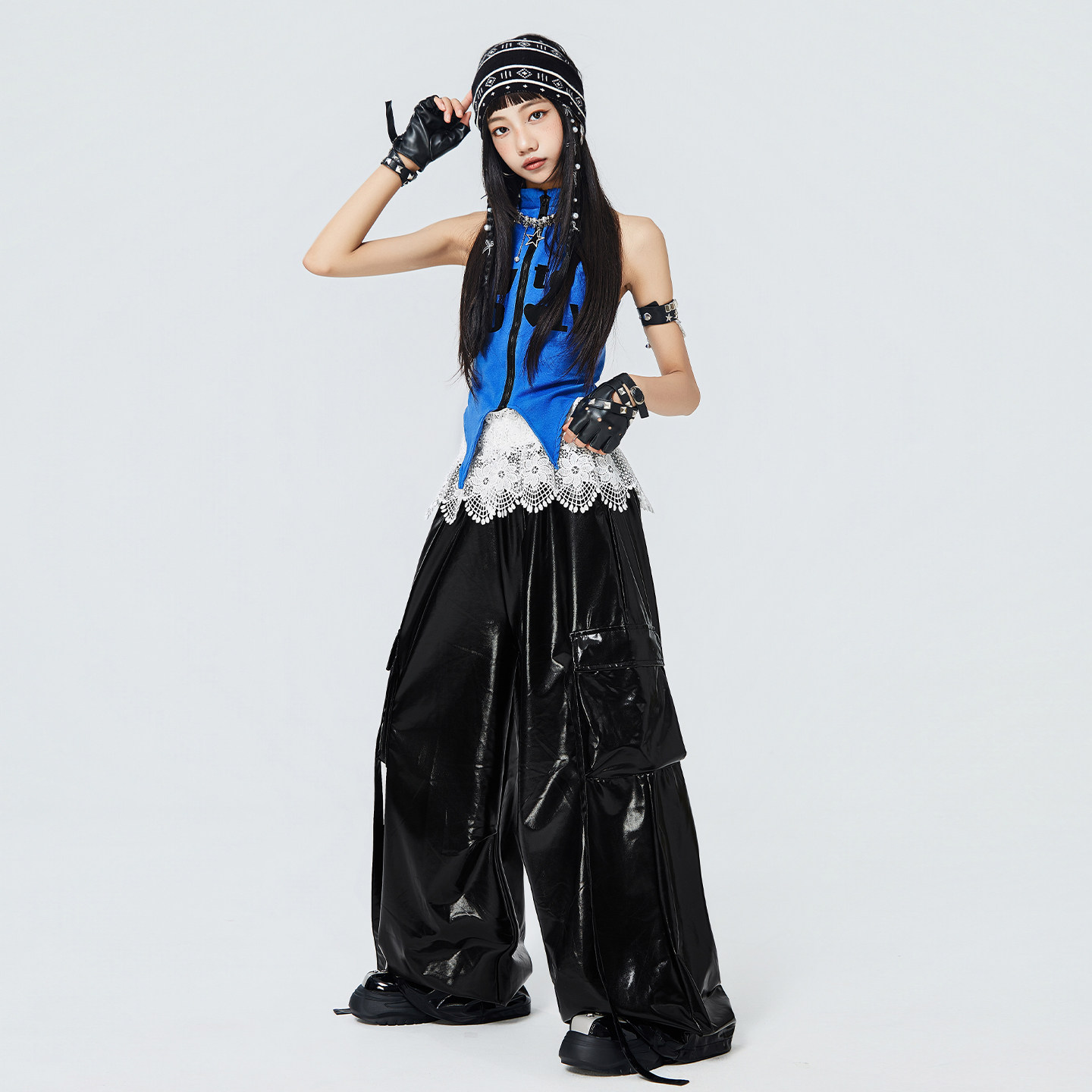 爵士舞女童服装jizz女团模特走秀舞台表演服酷帅女孩街舞演出服潮图片