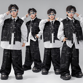 街舞儿童潮服hiphop嘻哈衬衫 马甲套装 男童架子鼓演出服少儿表演服