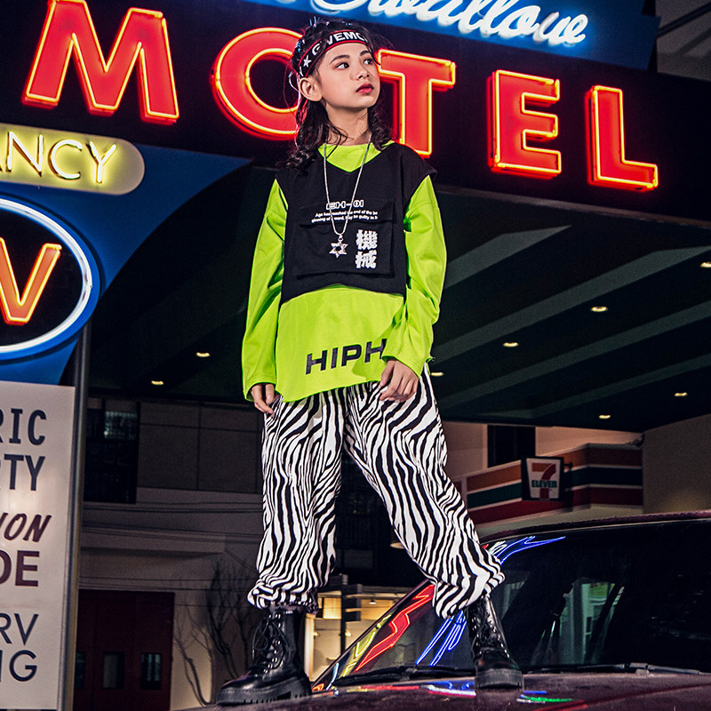 街舞套装女童嘻哈演出服少儿宽松表演服儿童爵士舞童装模特走秀潮