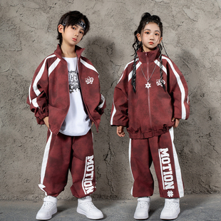 街舞儿童潮服hiphop嘻哈潮牌套装男童元旦演出服女童爵士舞表演服