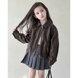 儿童冬季女大童女童今年皮衣爆款新款加绒秋冬装上衣2026流行外套