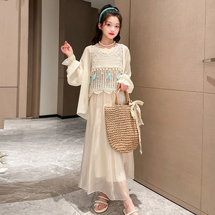 女童夏装2026新款吊带连衣裙套装儿童大童夏天度假波西米亚风裙子
