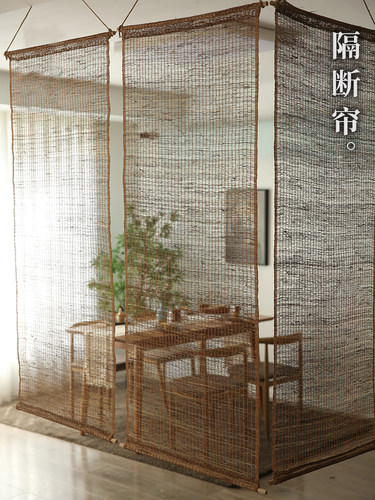中式风格装饰帘苎麻侘寂风