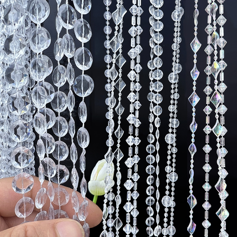 新品亚克力水晶珠帘连线珠链婚庆路引舞台布置圣诞树装饰八角道具