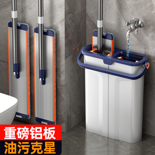 拖把家用一拖净大面积免手洗平板拖布加粗加厚杆拖把水桶一体省力