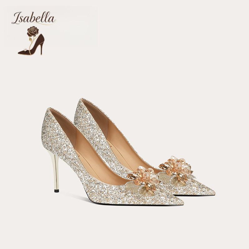Isabella水钻亮片气质高跟婚鞋新