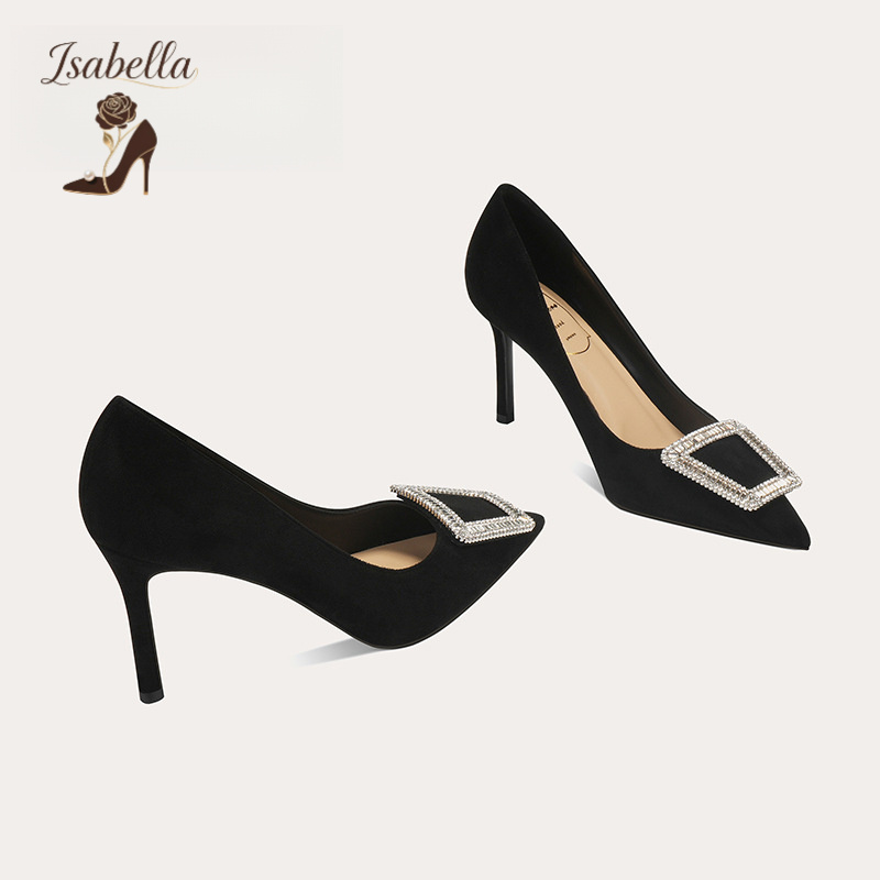 Isabella细跟水钻方扣高跟鞋2023